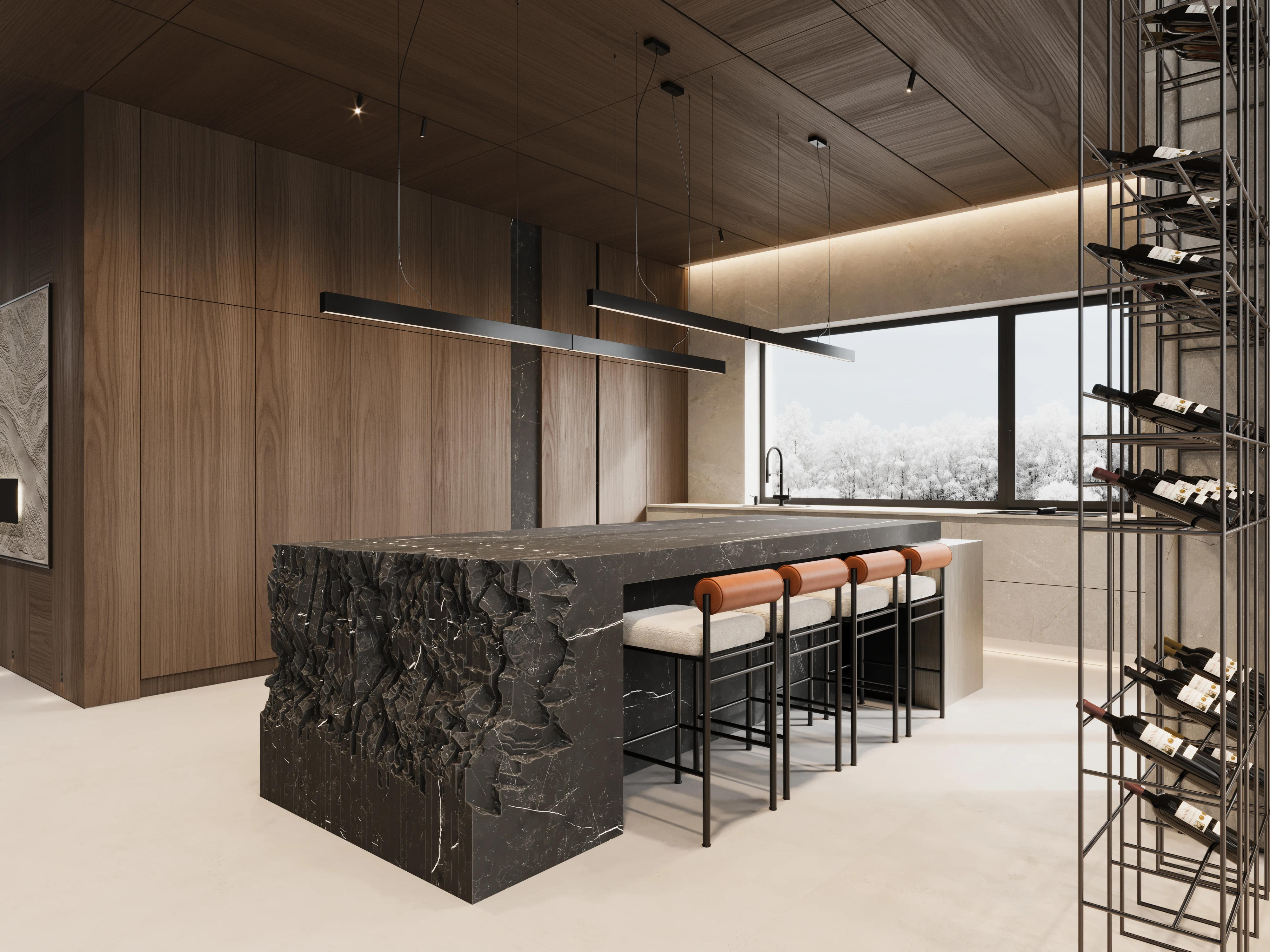 Nowoczesna kuchnia z wyspą - projekt architektoniczny