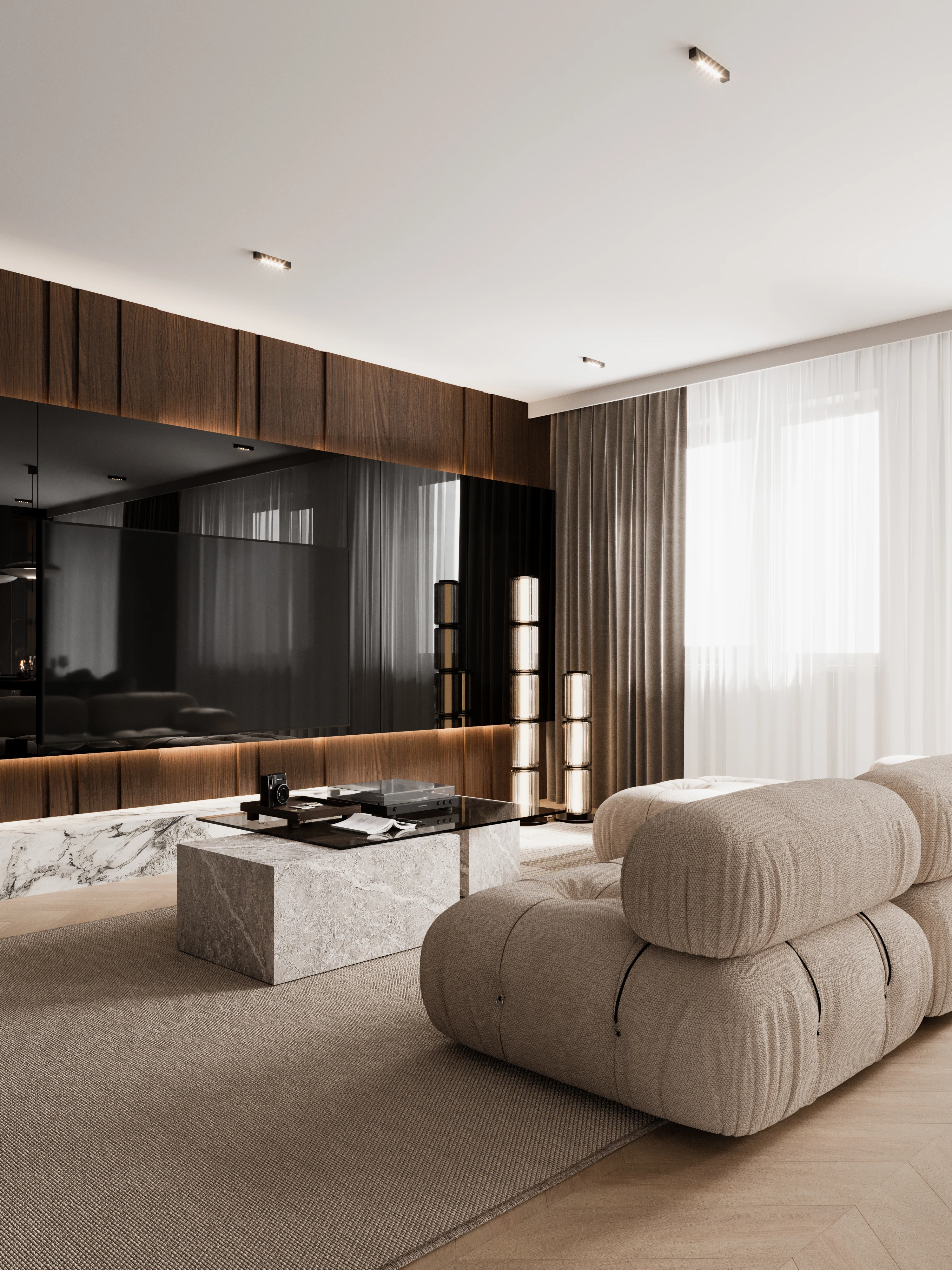 Living room with designer sofa — architect Białystok