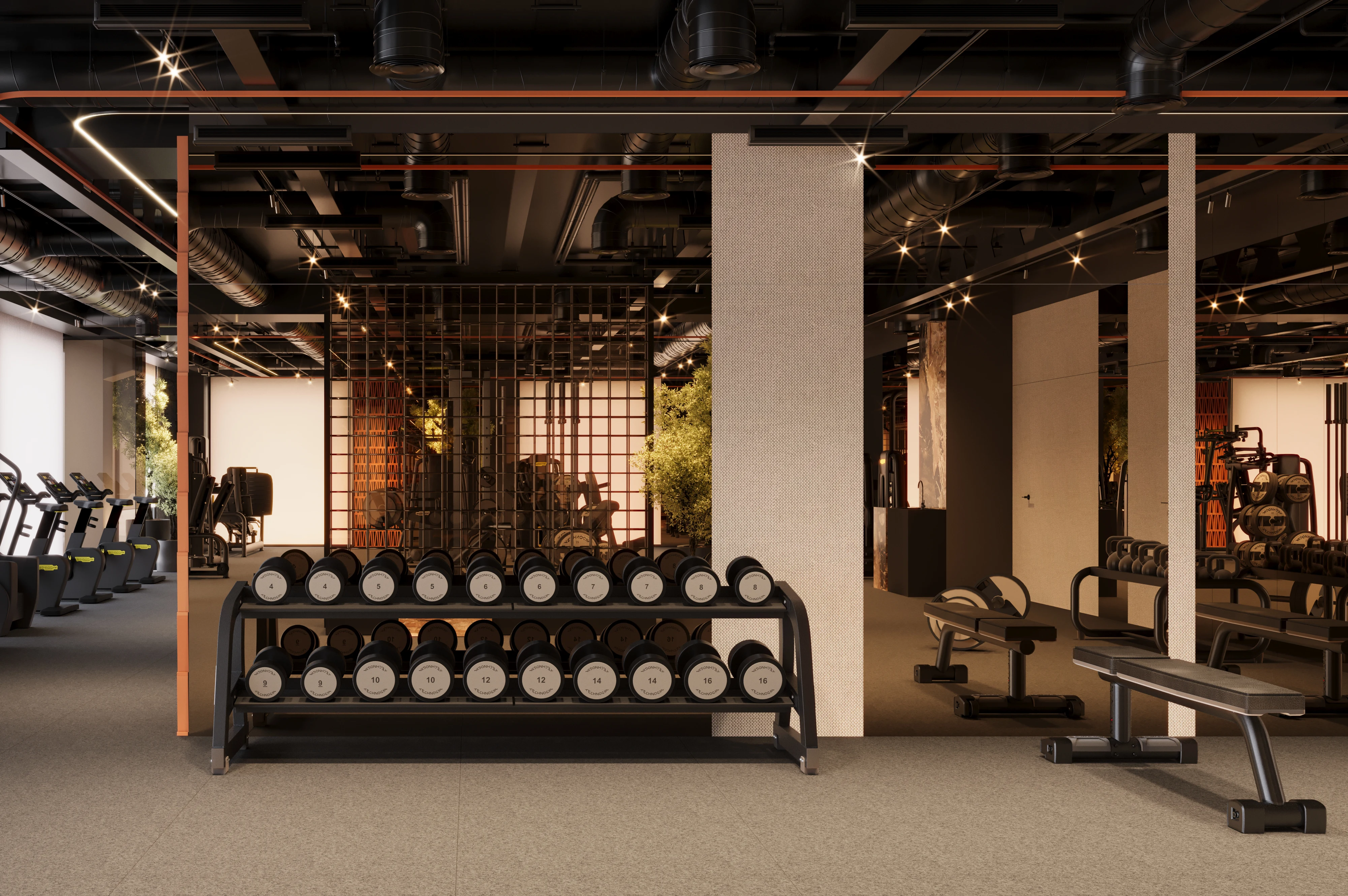 Modern interior with wooden slat detail — Warsaw project