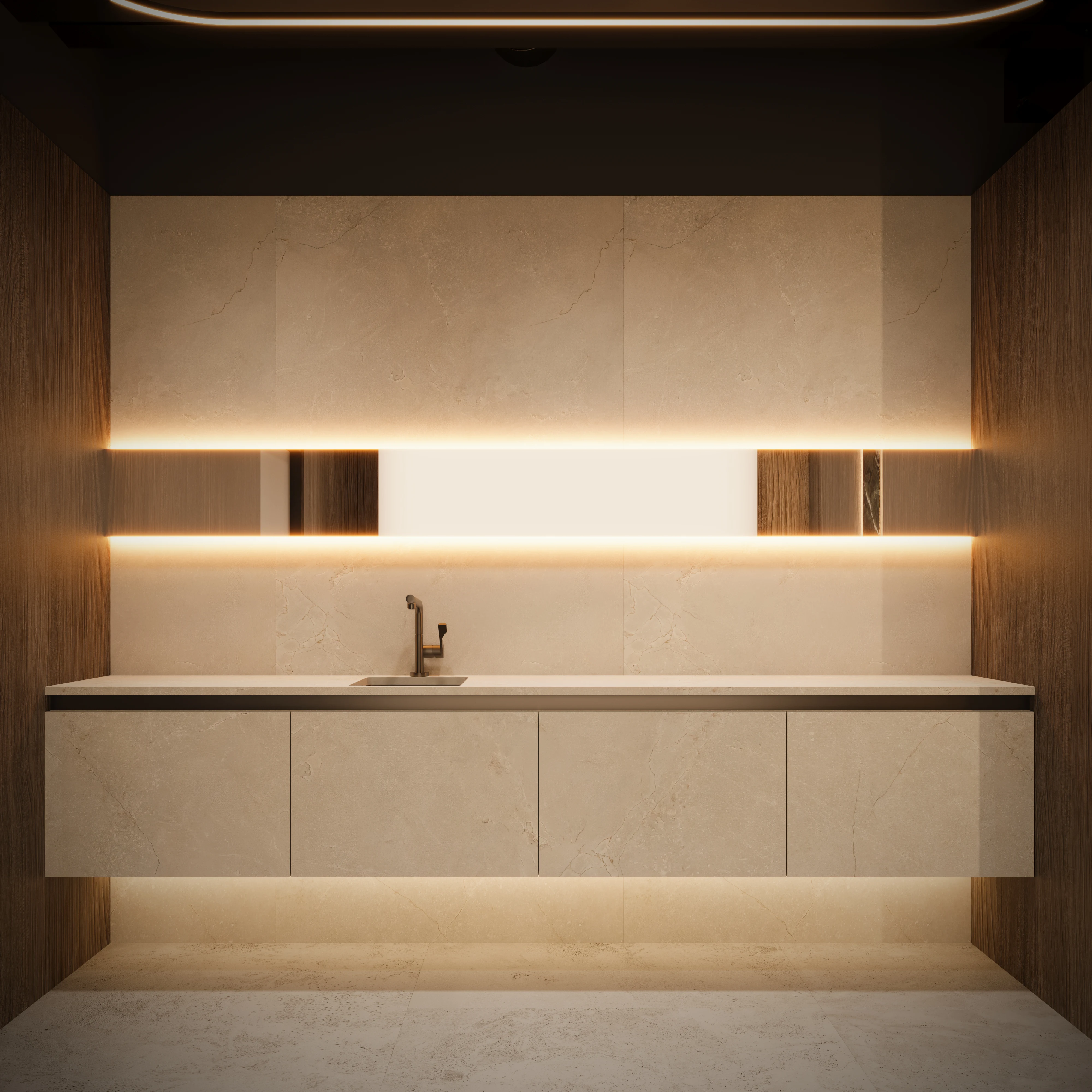 Kitchen with warm lighting — interior architect approach